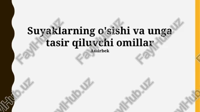 suyaklarning o'sishi va unga tasir qiluvchi omillar — PPTX