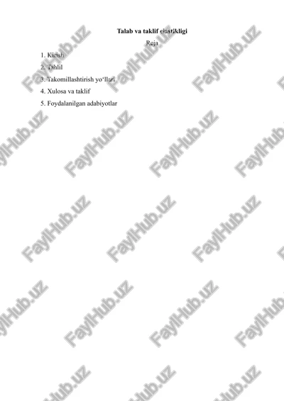 talab va taklif elastikligi — DOCX