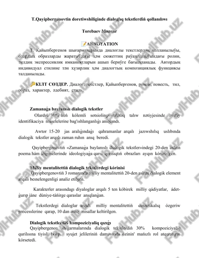 zamanaǵa baylanıslı dialogik tekstler — DOCX