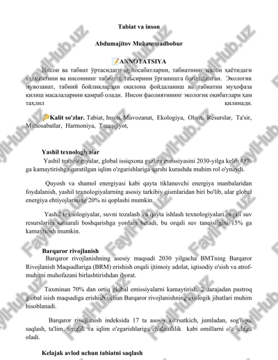 tabiat va inson — DOCX