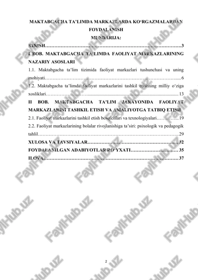 maktabgacha ta’limda markazlarda ko‘rgazmalardan foydalanish — DOC