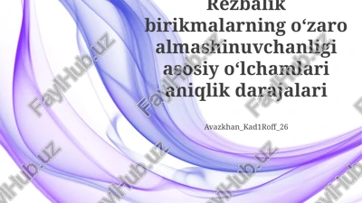 rezbalik birikmalarning oʻzaro almashinuvchanligi asosiy oʻlchamlari aniqlik darajalari — PPTX