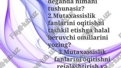 maxsus fanlarni o'qitish rejasi — PPTX