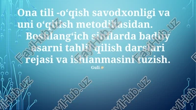 adabiy tahlilni o'qitish — PPTX