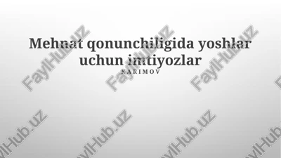 mehnat qonunchiligida yoshlar uchun imtiyozlar — PPTX