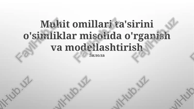 muhit omillari ta'sirini o'simliklar misolida o'rganish va modellashtirish — PPTX