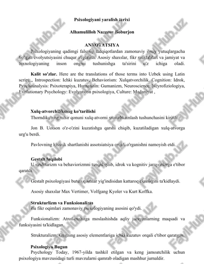 psixologiyani yaralish tarixi — DOCX