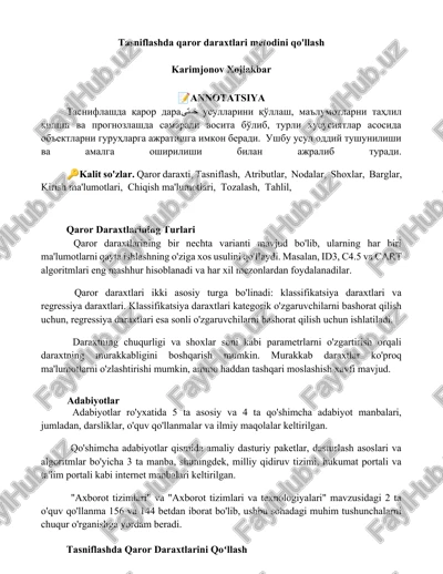 qaror daraxtlarining turlari — DOCX