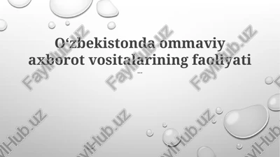 o'zbekistondagi media manzarasi — PPTX