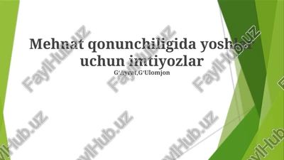 mehnat qonunchiligida yoshlar uchun imtiyozlar — PPTX