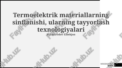 yarimo'tkazgichli termoelektr materiallar — PPTX