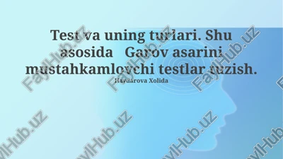 bozor xavflarini baholash testlari — PPTX
