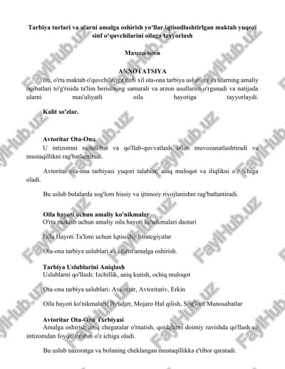 ota-ona tarbiya uslublari — DOCX