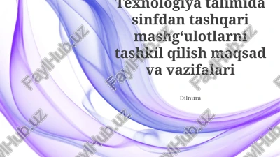 texnologiya talimida sinfdan tashqari mashgʻulotlarni tashkil qilish maqsad va vazifalari — PPTX