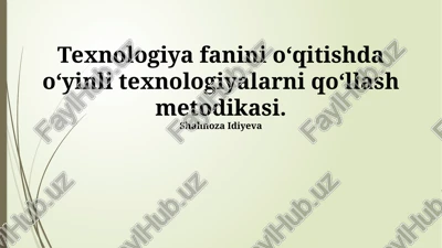 o'yin texnologiyalaridan ta'limda foydalanish metodologiyasi — PPTX