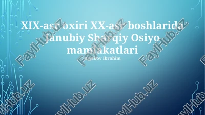 janubiy-sharqiy osiyodagi kolonializm va imperializm — PPTX