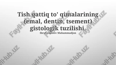 tish qattiq to'qimalarining (emal, dentin, tsement) gistologik tuzilishi — PPTX