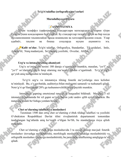 to'g'ri talaffuz (orfografiya)me'yorlari — DOCX