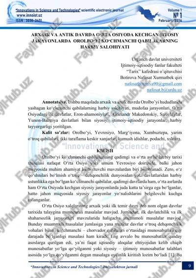 “innovations in science and technologies” ilmiy-elektron jurnali — PDF
