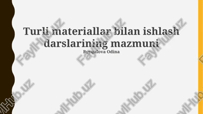xavfsizlik texnikasi va gigiyenasi — PPTX