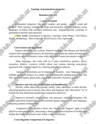 typology of grammatical categories — DOCX