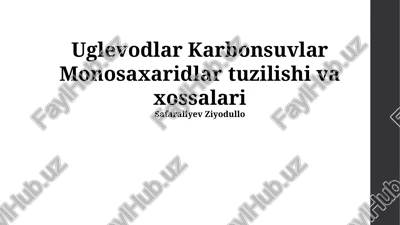 monosaxaridlarning kimyoviy xossalari — PPTX