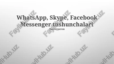 whatsapp, skype, facebook messenger tushunchalari — PPTX