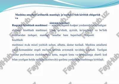 raqamli hisoblash mashinasi — PPTX