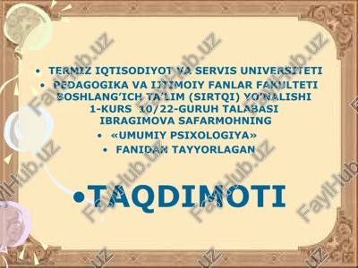 "umumiy psixologiya" — PPT