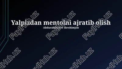 mentol ekstraksiyasi — PPTX