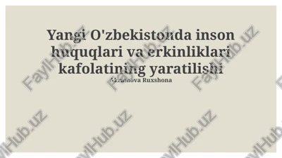 yangi o'zbekistonda inson huquqlari va erkinliklari kafolatining yaratilishi — PPTX