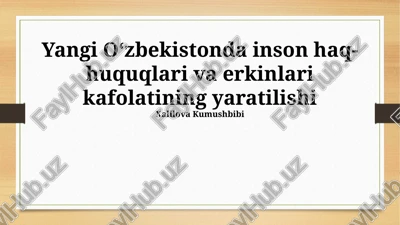 yangi oʻzbekistonda inson haq-huquqlari va erkinlari kafolatining yaratilishi — PPTX