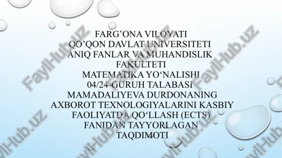axborot texnologiyalari fanidan powerpoint mavzusi — PPTX