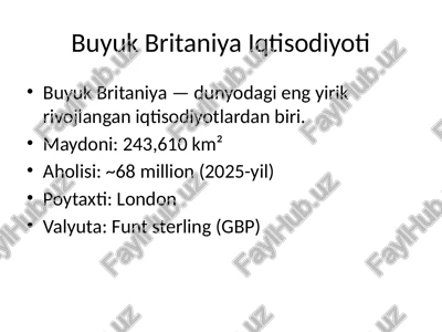 buyuk britaniya iqtisodiyoti — PPTX