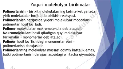 yuqori molekulyar birikmalar — PPTX