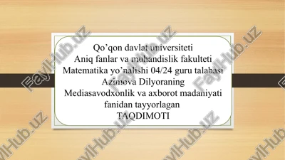 mediasavodxonlik fanidan taqdimot — PPTX