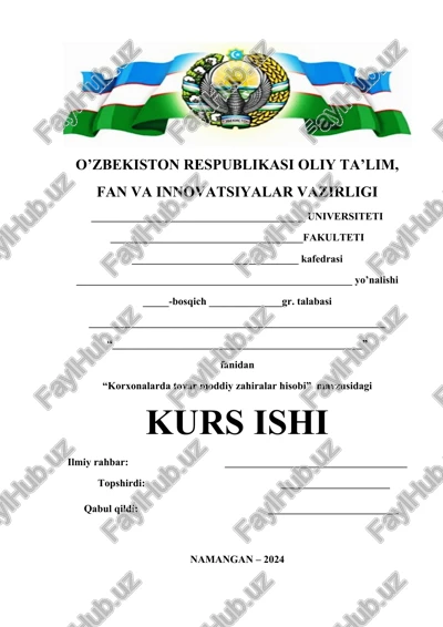 korxonalarda tovar moddiy zahiralar hisobi — DOCX