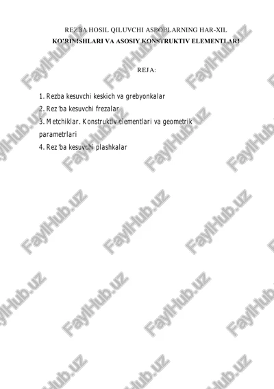 rezba hosil qiluvchi asboblar — PDF