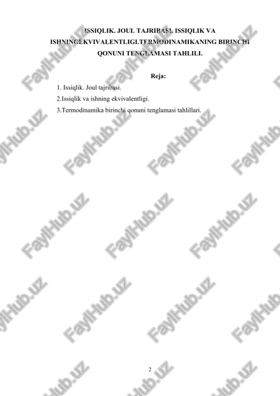 termodinamika fani — DOCX