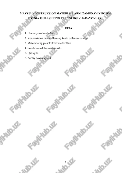 materialshunoslik va konstruksion materiallar texnologiyasi — DOCX