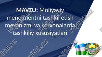 moliyaviy menejmentni tashkil etish mexanizmi va korxonalarda tashkiliy xususiyatlari — PPTX