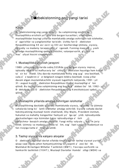 o'zbekistonning eng yangi tarixi — PDF