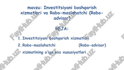 investitsiyaniboshqarishxizmatlari — PPTX