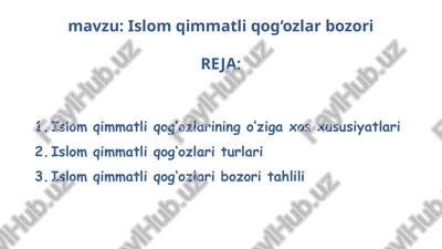 islom qimmatli qog‘ozlar bozori — PPTX