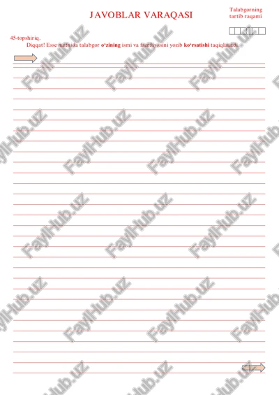 javoblar varaqasi — PDF