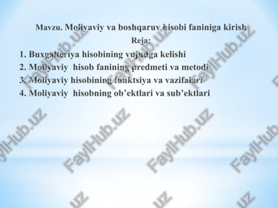 moliyaviy va boshqaruv hisobi — PPTX