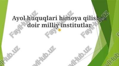 ayol huquqlari himoya qilishga doir milliy institutlar — PPTX
