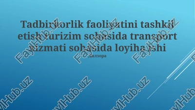 tadbirkorlik faoliyatini tashkil etish turizim sohasida transport xizmati sohasida loyiha ishi — PPTX
