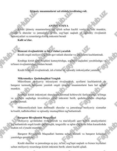 mikromoliya qashshoqlikni yengish — DOCX