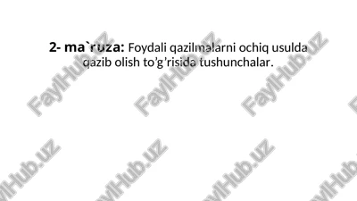 foydali qazilmalarni ochiq usulda qazib olish to’g’risida tushunchalar — PPTX